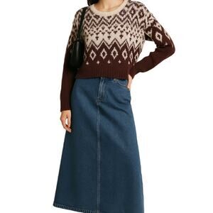 VTG RARE 90s Y2K Abercrombie & Fitch Boxy Nordic Fair Isle‎ Ski Lodge Sweater SM